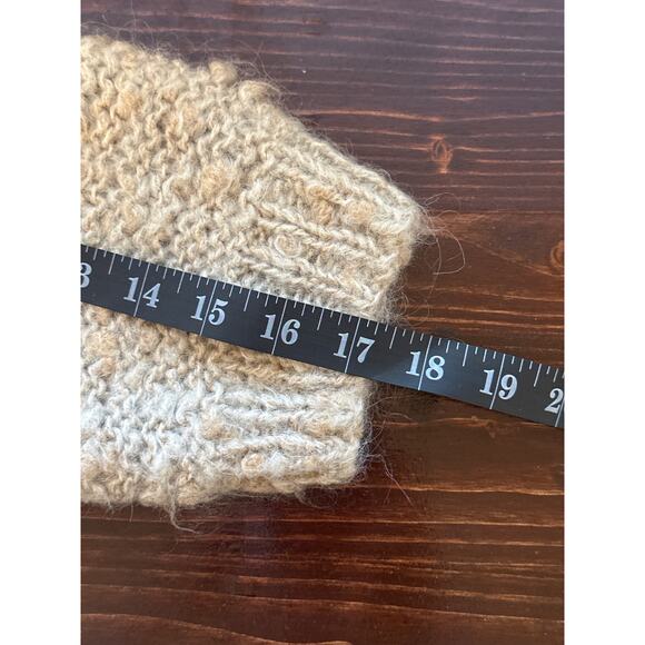 VTG Hand Knit J H Collections Sweater M Tan 1/2 Sleeves Wool Blend Classy Clean - Picture 12 of 14